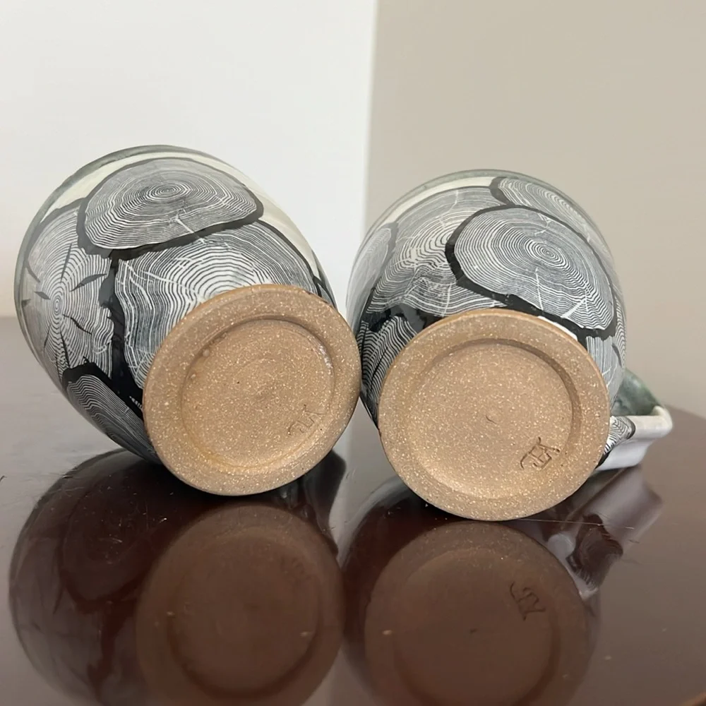 Pottery Nature Inspired Wood Grain 2 Coffee / Tea Mugs - Picture 9 of 14